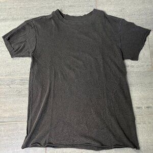 NSF Exposed Seam Raw Hem Short Sleeve Tee Shirt Dark Gray Size Small